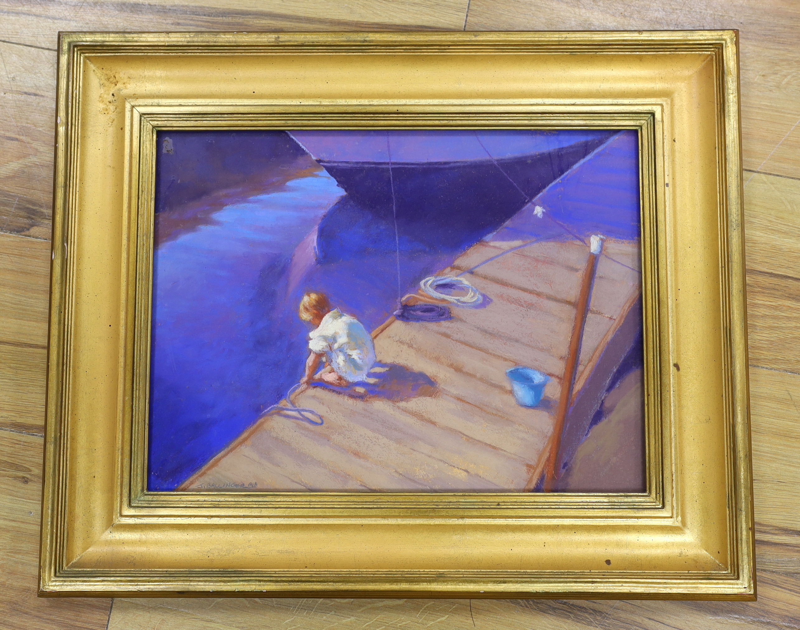 Joann Ballinger (American, Contemporary), pastel, 'The Fishing Pot', signed, 29.5x39.5cm